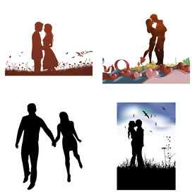 婚礼新郎新娘情侣人物剪影