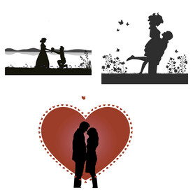 婚礼新郎新娘情侣人物剪影