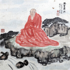 付余良 无量寿佛 人物画