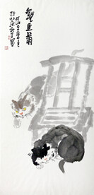 黄秋生 中国画 双猫图