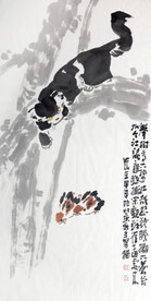 黄秋生 中国画 黑猫抓麻雀