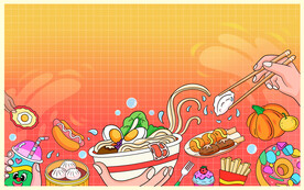 美食插画背景