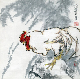 赵宁安 国画 雄鸡