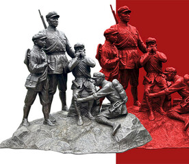 红色雕像分层扣图