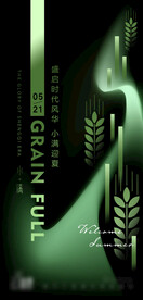 黑绿色小满海报