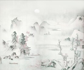 山水水墨画壁画