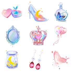 彩色梦幻透明质感生活物件