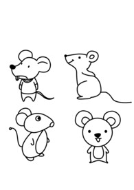 矢量手绘简笔老鼠