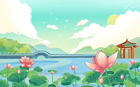 夏季荷塘荷花背景