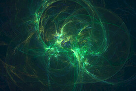 绿色粒子光线光效舞台背景图