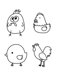 手绘简笔小鸡