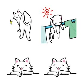 手绘猫咪插画 