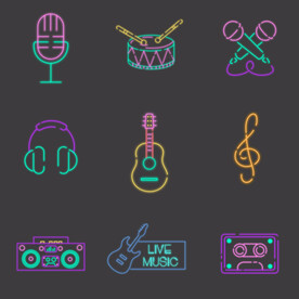 简约发光音乐乐器主题