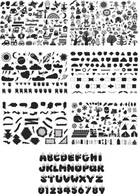 黑白卡通元素剪影