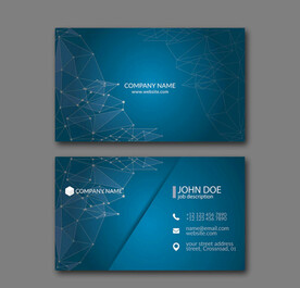深蓝色科技感线条名片模板