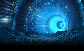 蓝色发光AI线条智能科技背景