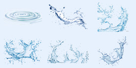 蓝色水滴水珠飞溅特效素材