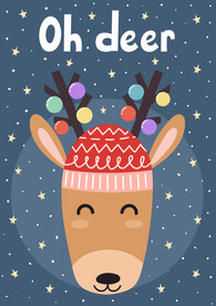 可爱卡通麋鹿圣诞节矢量无缝背景