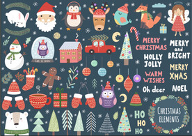 可爱卡通圣诞节矢量无缝背景