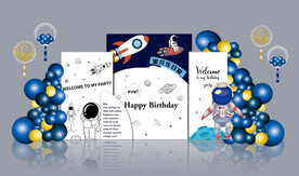 太空人生日舞台背景素材