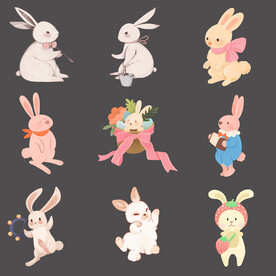 可爱呆萌小兔子月兔