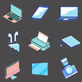 办公室家庭电子产品插画