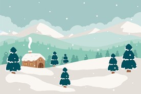 卡通冬天风景