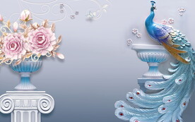 孔雀电视背景墙