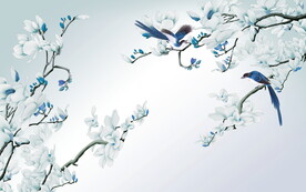 国画风鸟背景墙
