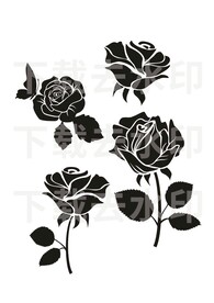 玫瑰花剪影矢量素材