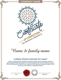 欧式复古边框底纹竖版证书模板