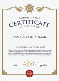 欧式复古边框底纹竖版证书模板