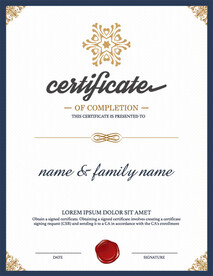 欧式复古边框底纹竖版证书模板