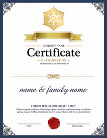 欧式复古边框底纹竖版证书模板 