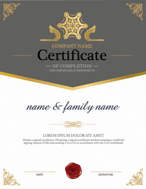 欧式复古边框底纹竖版证书模板 