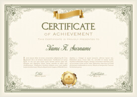 横版欧式复古边框底纹证书模板