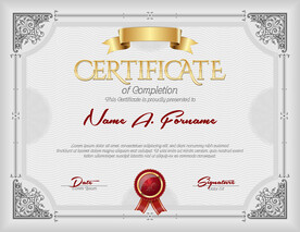 横版欧式复古边框底纹证书模板