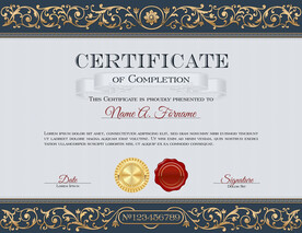 横版欧式复古边框底纹证书模板