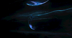 蓝色光影粒子晚会舞台背景图