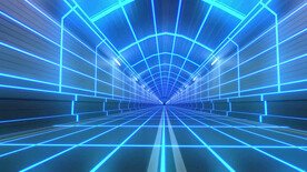 蓝色纵深发光光线抽象科技线条