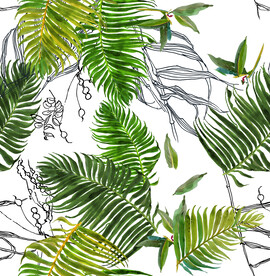 手绘绿植背景 