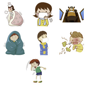 感冒发烧流感病毒打喷嚏感冒生病