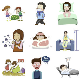 感冒发烧流感病毒打喷嚏感冒生病