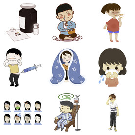 感冒发烧流感病毒打喷嚏感冒生病