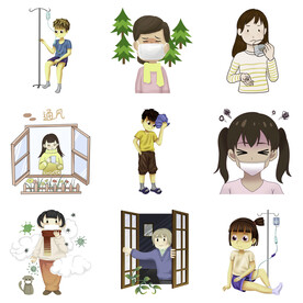 感冒发烧流感病毒打喷嚏感冒生病