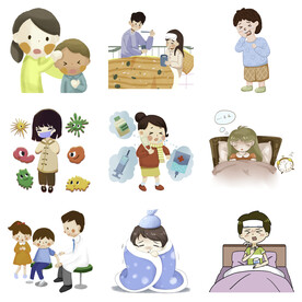 感冒发烧流感病毒打喷嚏感冒生病