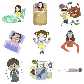 感冒发烧流感病毒打喷嚏感冒生病