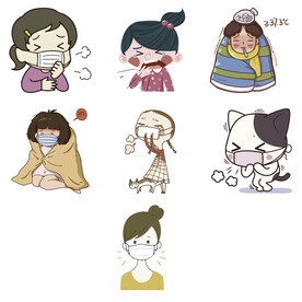 感冒发烧流感病毒打喷嚏感冒生病