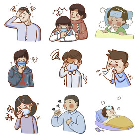 感冒发烧流感病毒打喷嚏感冒生病