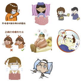 感冒发烧流感病毒打喷嚏感冒生病